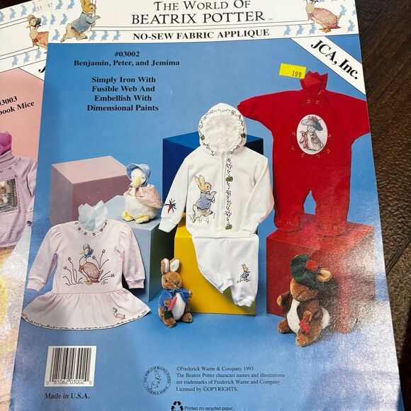 Vintage 1993 Beatrix Potter No-Sew Fabric Appliqués - Picture 3 of 9